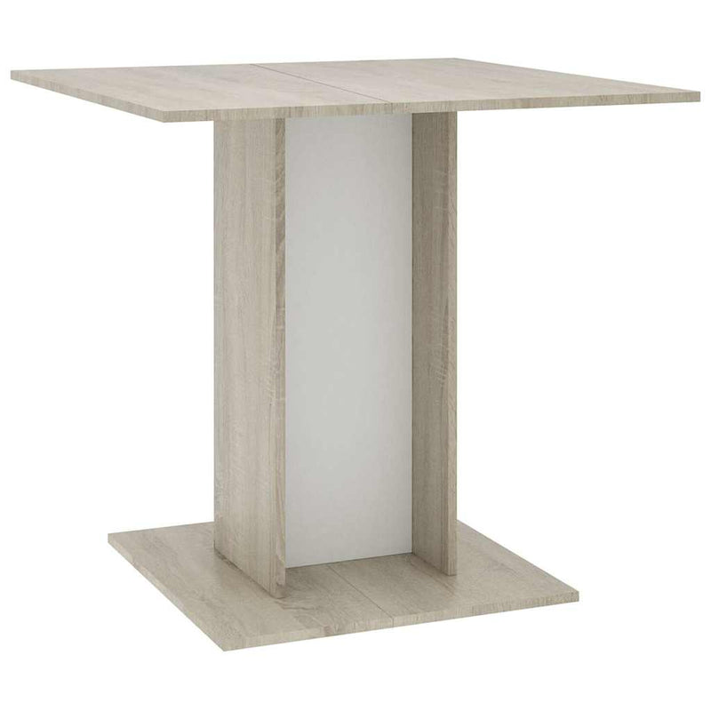 Dining Table White and Sonoma Oak 31.5"x31.5"x29.5" Engineered Wood