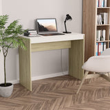 Desk White and Sonoma Oak 35.4"x15.7"x28.3" Engineered Wood