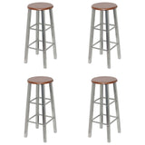 Bar Stools 4 pcs Silver and Brown MDF