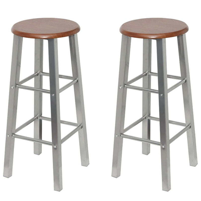 Bar Stools 4 pcs Silver and Brown MDF