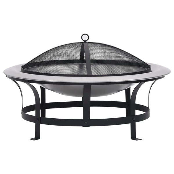 Outdoor Fire Pit with Grill Stainless Steel 29.9"