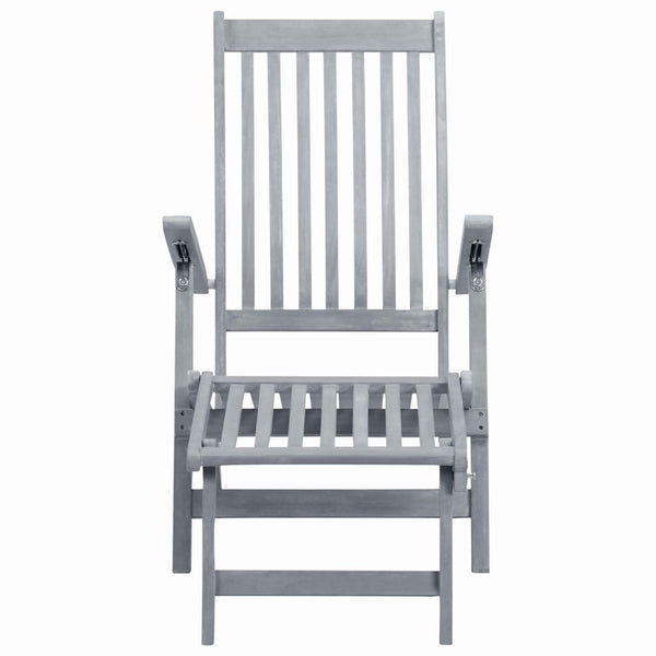 Patio Deck Chair with Footrest Gray Wash Solid Acacia Wood