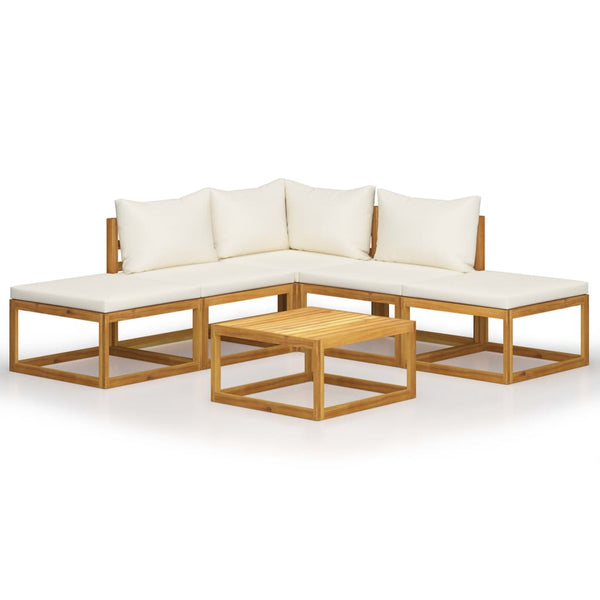 6 Piece Patio Lounge Set with Cushions Solid Acacia Wood