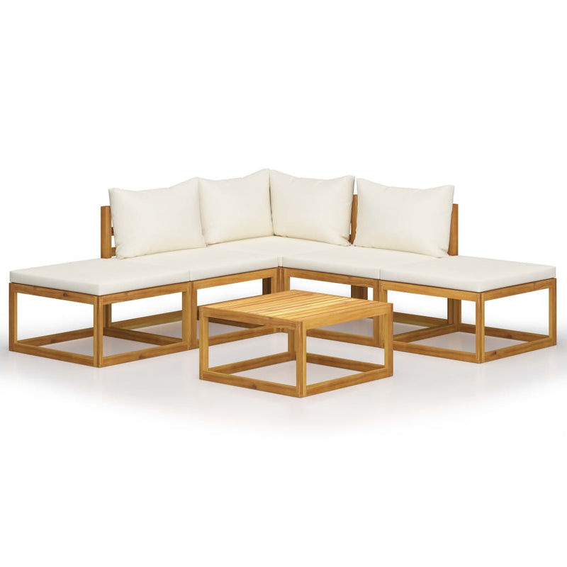 6 Piece Patio Lounge Set with Cushions Solid Acacia Wood