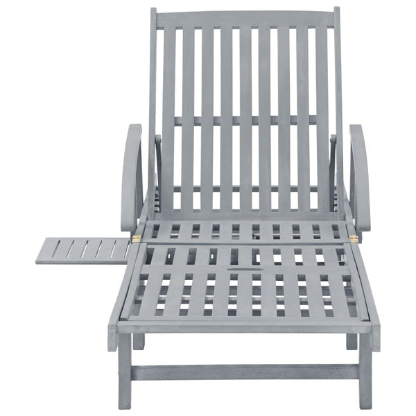 Patio Sun Lounger Gray Solid Acacia Wood