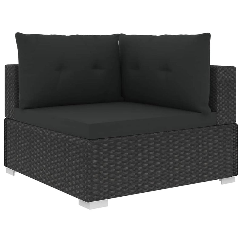 10 Piece Patio Lounge Set with Cushions Poly Rattan Black