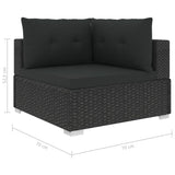 10 Piece Patio Lounge Set with Cushions Poly Rattan Black