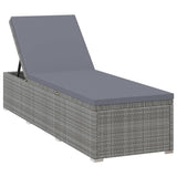 Sun Lounger with Cushion Poly Rattan Gray