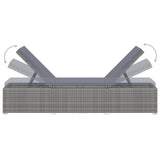 Sun Lounger with Cushion Poly Rattan Gray