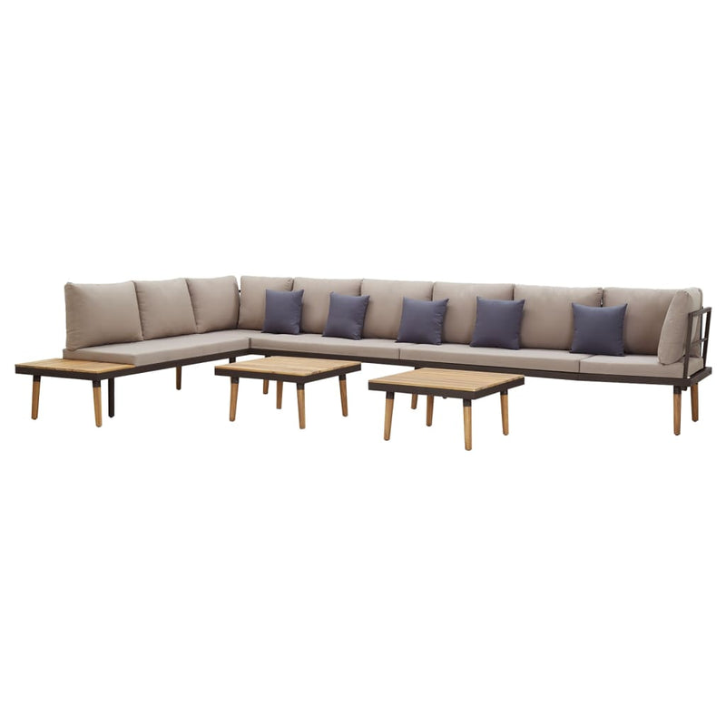 8-Seater Patio Lounge Set with Cushions Solid Acacia Wood