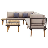 8-Seater Patio Lounge Set with Cushions Solid Acacia Wood