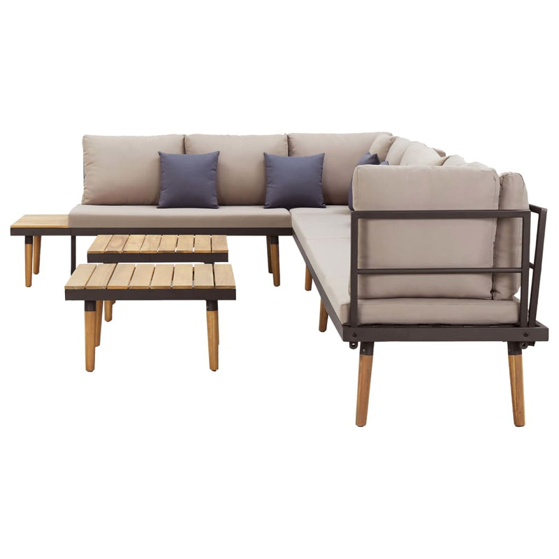 8-Seater Patio Lounge Set with Cushions Solid Acacia Wood