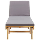 Folding Sun Lounger with Cushion Solid Acacia Wood