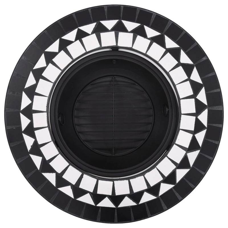 Mosaic Fire Pit Black and White 26.8" Ceramic