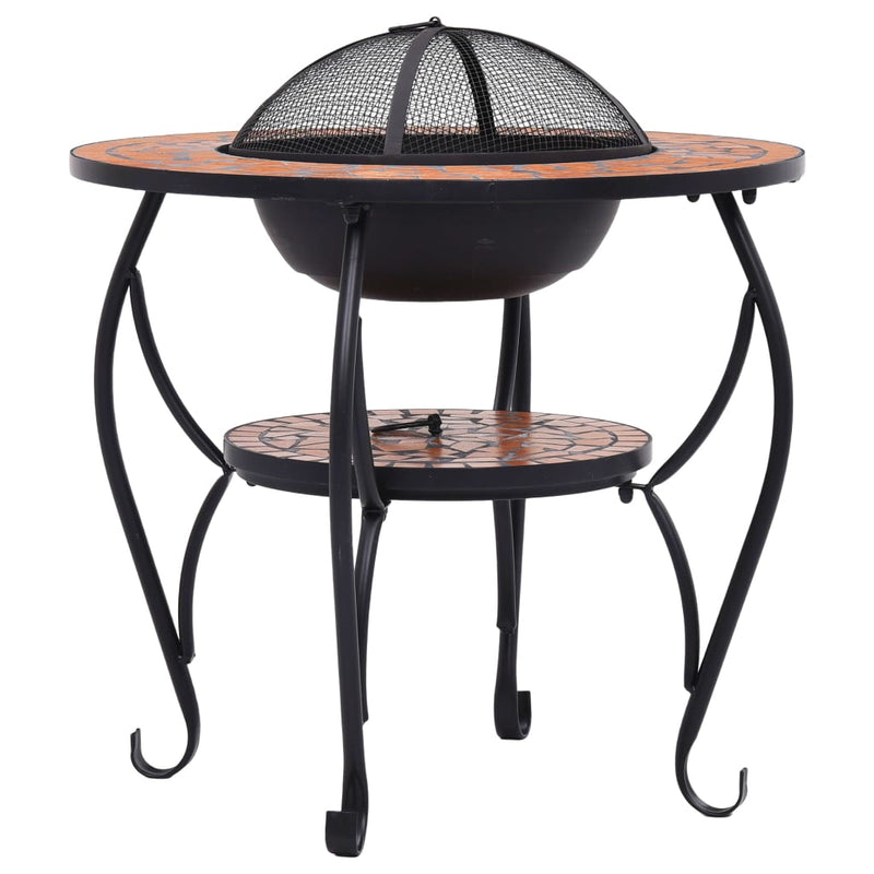 Mosaic Fire Pit Table Terracotta 26.8" Ceramic