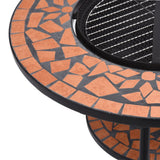 Mosaic Fire Pit Table Terracotta 26.8" Ceramic