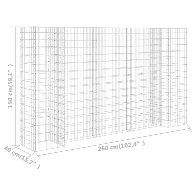 H-Shaped Gabion Planter Steel Wire 102.4"x15.7"x59.1"