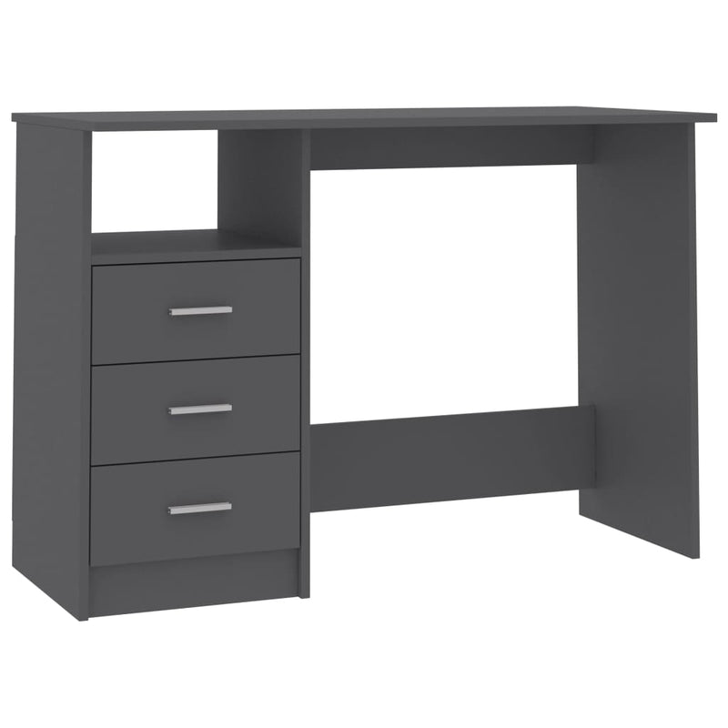 Desk with Drawers Gray 43.3"x19.7"x29.9" Engineered Wood