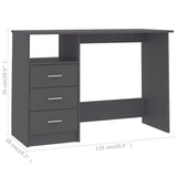 Desk with Drawers Gray 43.3"x19.7"x29.9" Engineered Wood