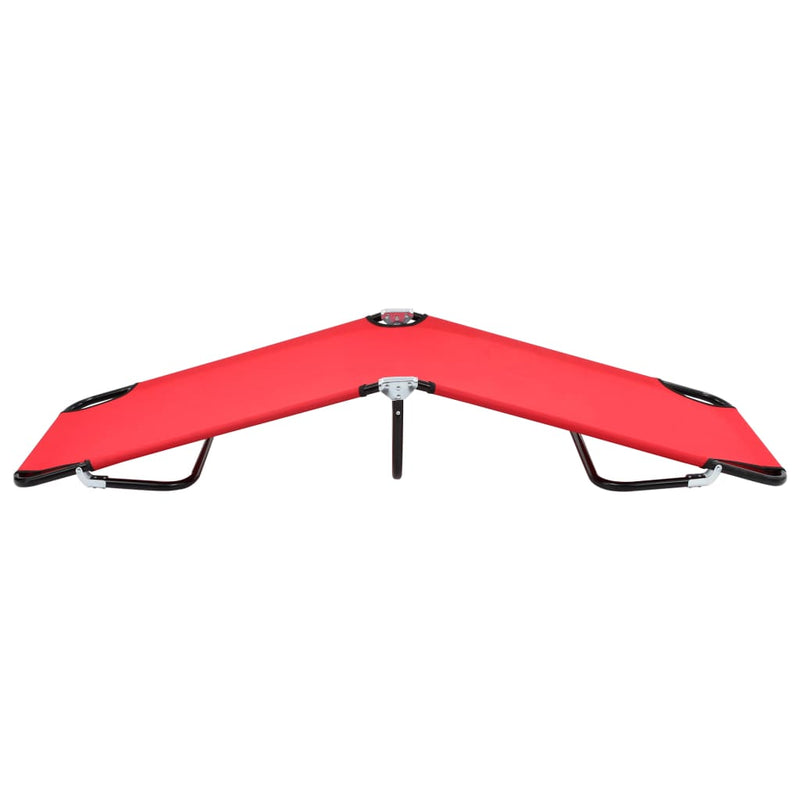 Folding Sun Lounger Red Steel