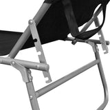 Folding Sun Lounger with Canopy Black Aluminum