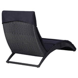 Sunbed with Cushion Poly Rattan Black