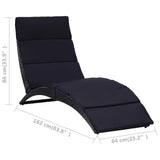 Sunbed with Cushion Poly Rattan Black