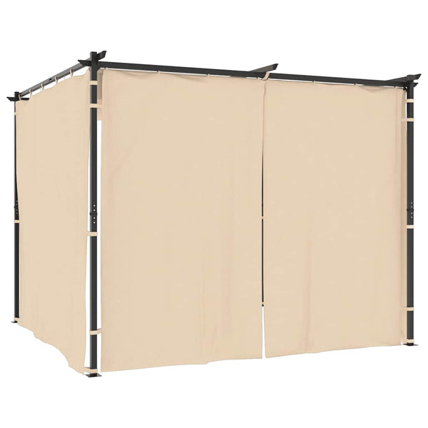 Gazebo with Curtains 9.8'x9.8' Cream Steel