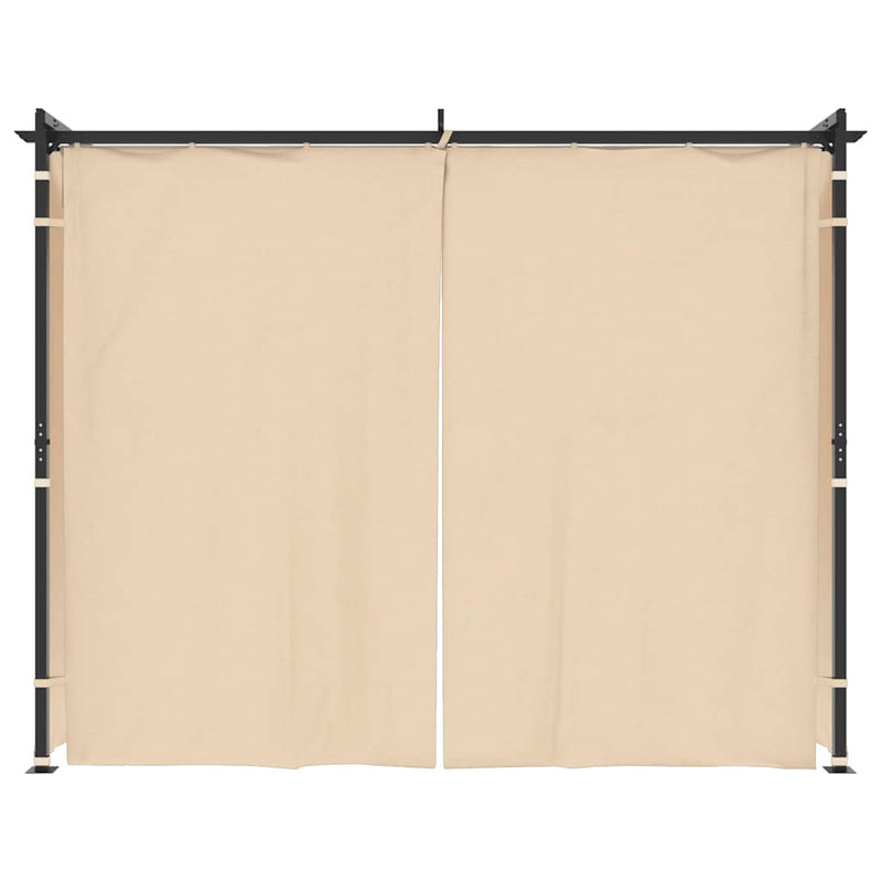 Gazebo with Curtains 9.8'x9.8' Cream Steel