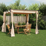 Gazebo with Curtains 9.8'x9.8' Cream Steel