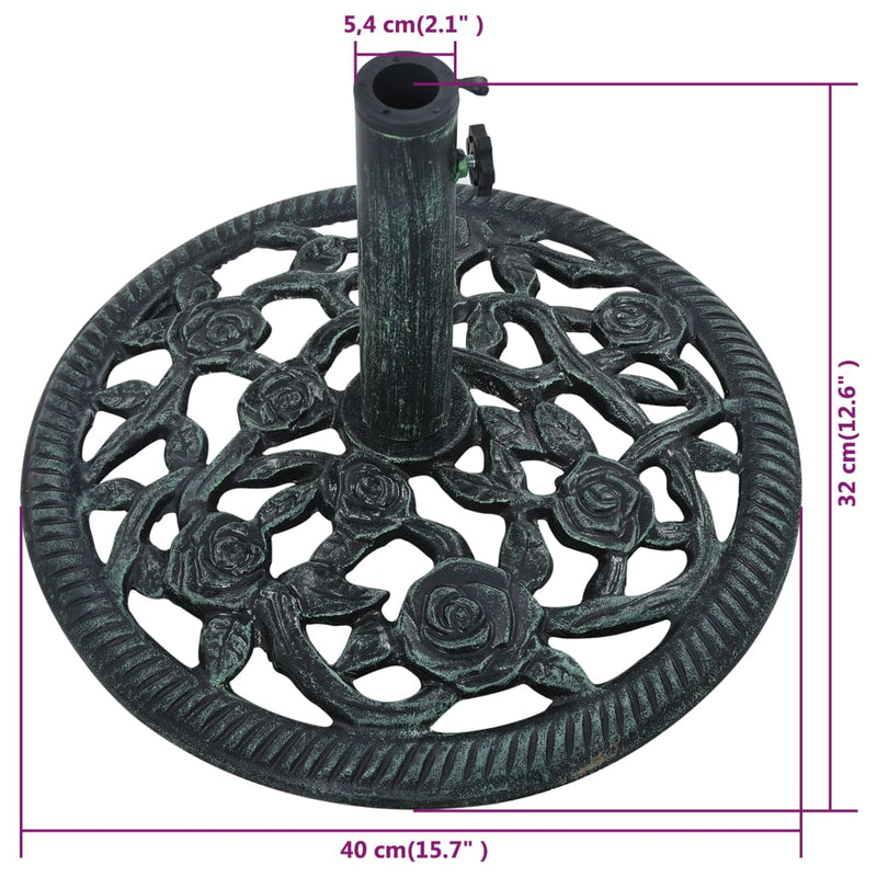 Umbrella Base Green 19.8 lbs 15.7" Cast Iron