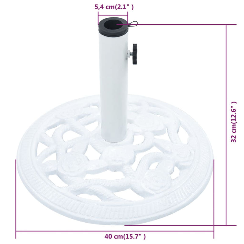 Umbrella Base White 19.8 lb 15.7" Cast Iron