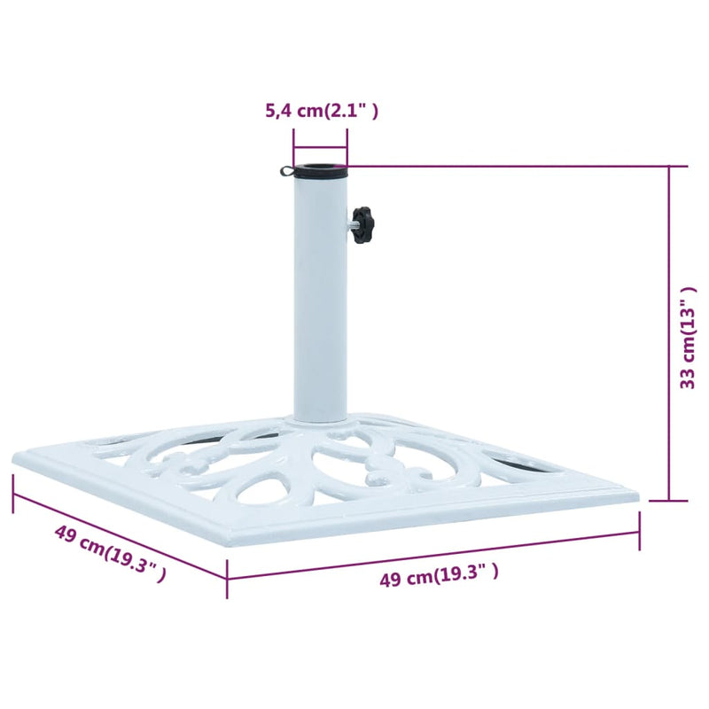 Umbrella Base White 26.5 lbs 19.3" Cast Iron