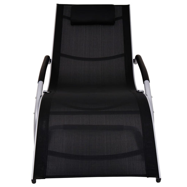 Sun Lounger with Pillow Aluminum and Textilene Black