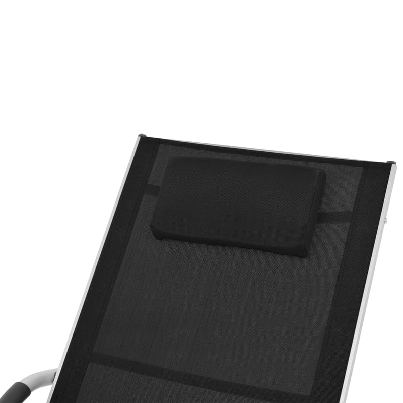 Sun Lounger with Pillow Aluminum and Textilene Black