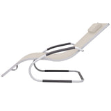 Sun Lounger with Pillow Aluminum and Textilene Cream