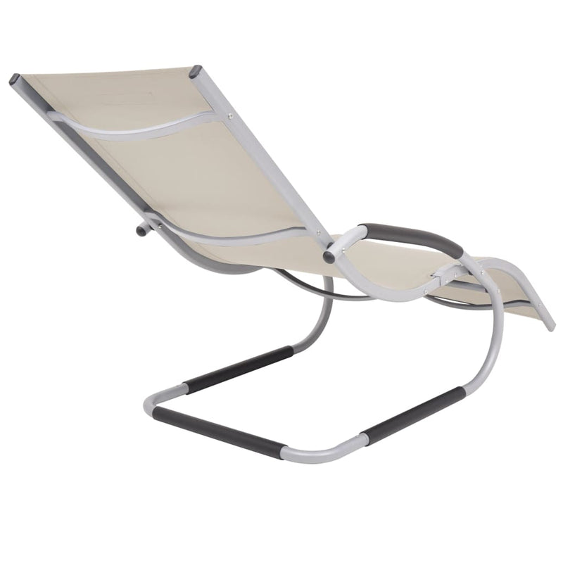 Sun Lounger with Pillow Aluminum and Textilene Cream