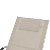 Sun Lounger with Pillow Aluminum and Textilene Cream