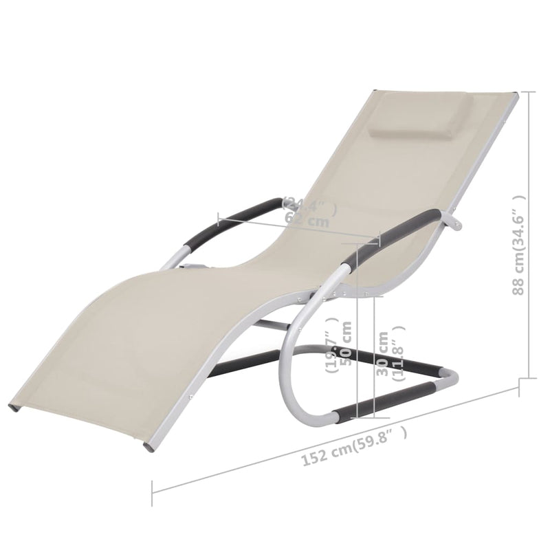 Sun Lounger with Pillow Aluminum and Textilene Cream