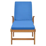 Sun Lounger with Cushion Solid Teak Wood Blue