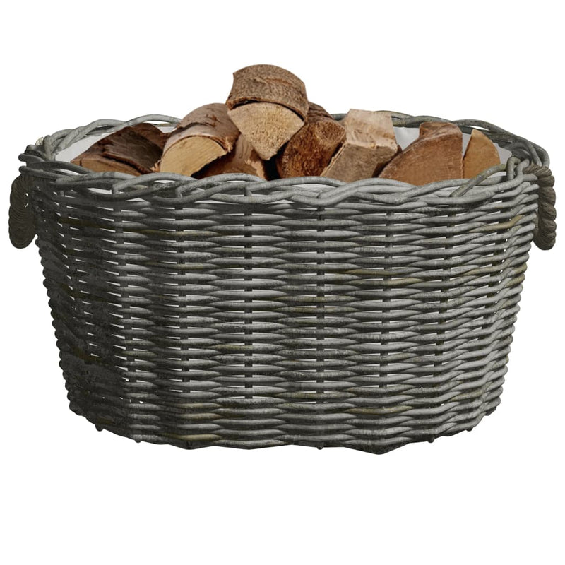 Firewood Basket with Carrying Handles 23.6"x15.7"x11" Gray Willow