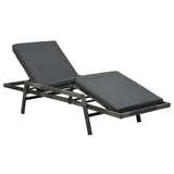 Sun Lounger with Cushion Poly Rattan Gray