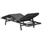 Sun Lounger with Cushion Poly Rattan Gray