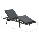 Sun Lounger with Cushion Poly Rattan Gray