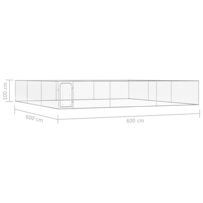 Outdoor Dog Kennel Galvanized Steel 19.7'x19.7'x3.3'