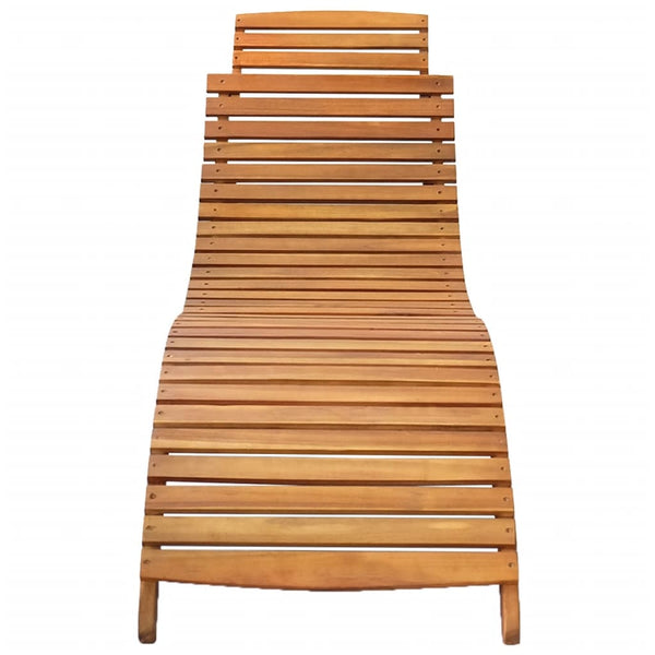 Sun Lounger Solid Acacia Wood Brown