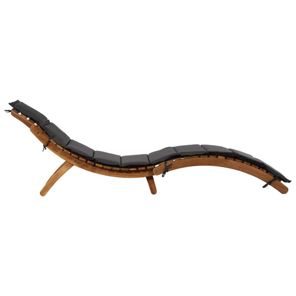 Sun Lounger with Cushion Solid Acacia Wood Dark Gray