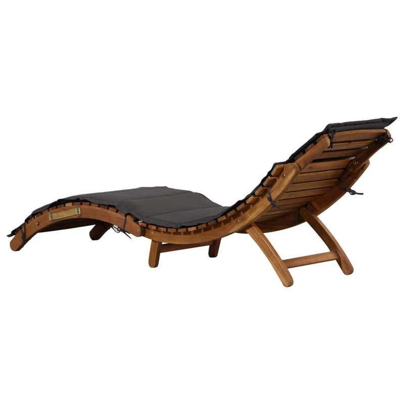 Sun Lounger with Cushion Solid Acacia Wood Dark Gray