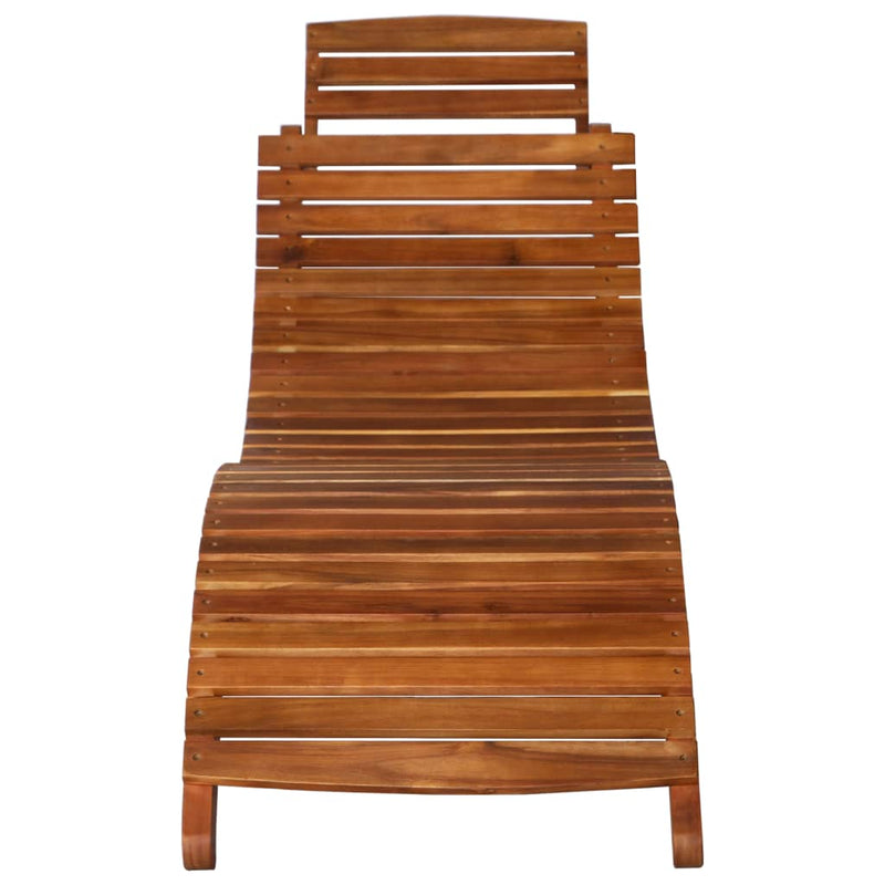 Sunlounger with Table Solid Acacia Wood Brown