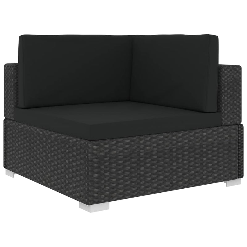 8 Piece Patio Lounge Set with Cushions Poly Rattan Black